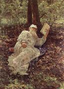 llya Yefimovich Repin Tolstoy Resting in the Wood Sweden oil painting artist